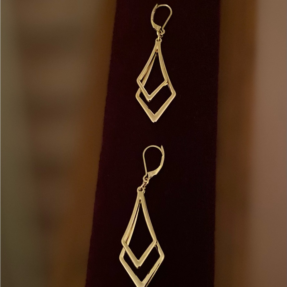 Earrings Gold Tone Geometric Drop